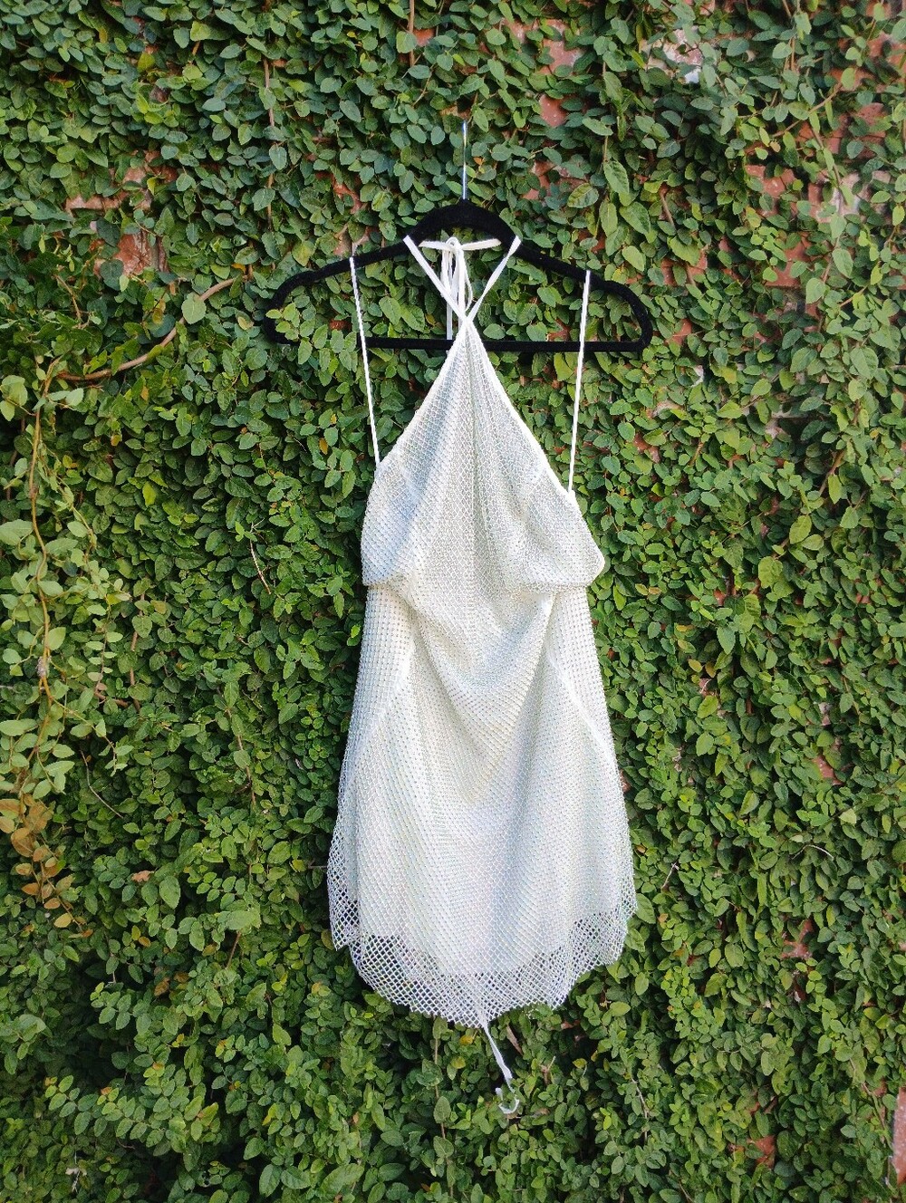 Elegant Rhinestone Mini White Halter Dress